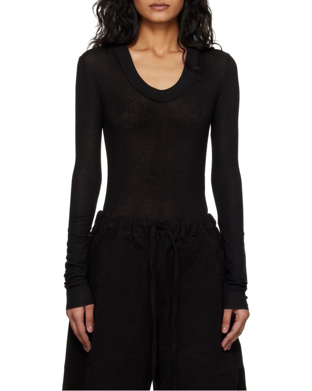 Entire studios Black Scoop Neck Long Sleeve Bodysuit