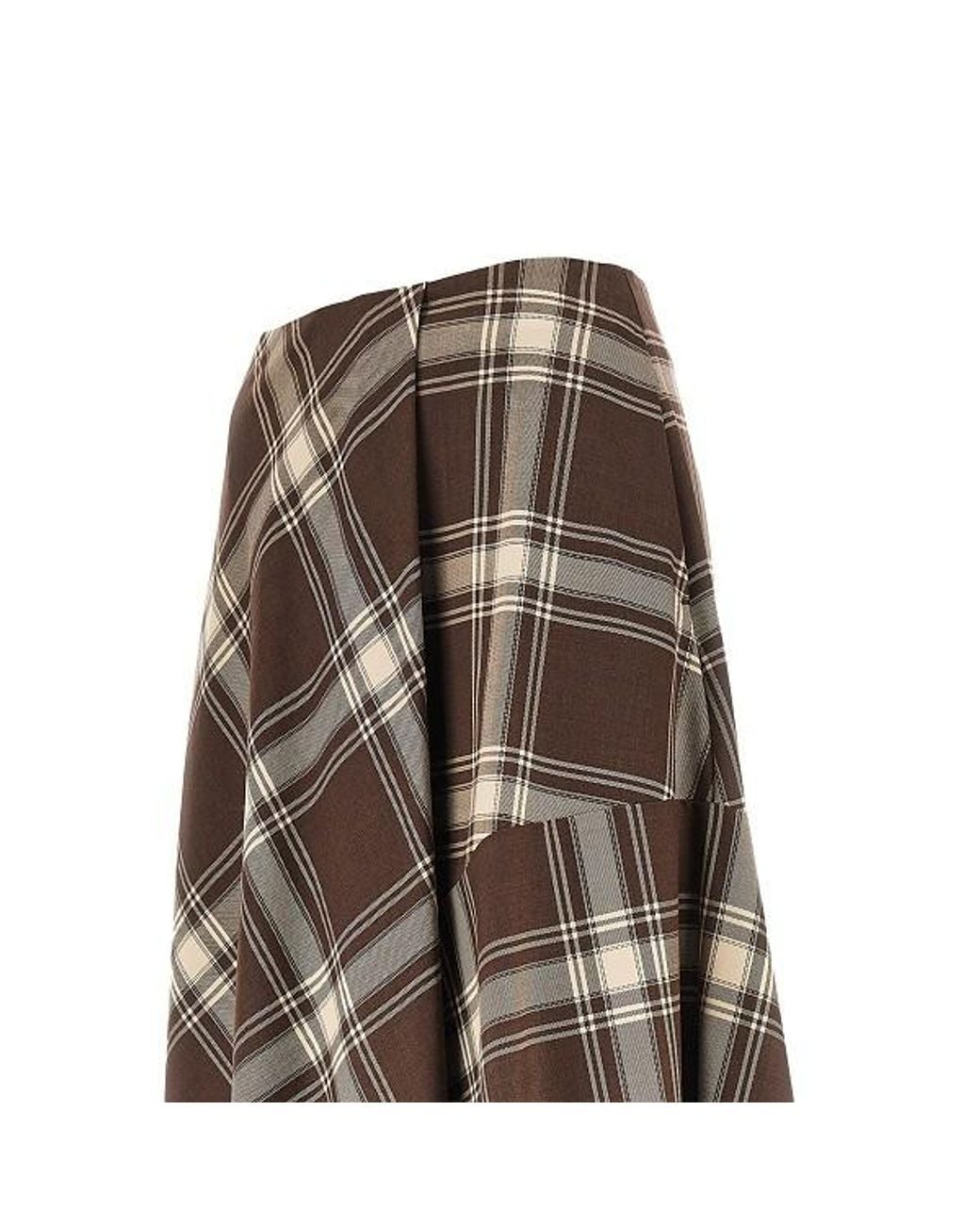 Weekend by Maxmara Brown Lanoso Checked Long Wrap Skirt