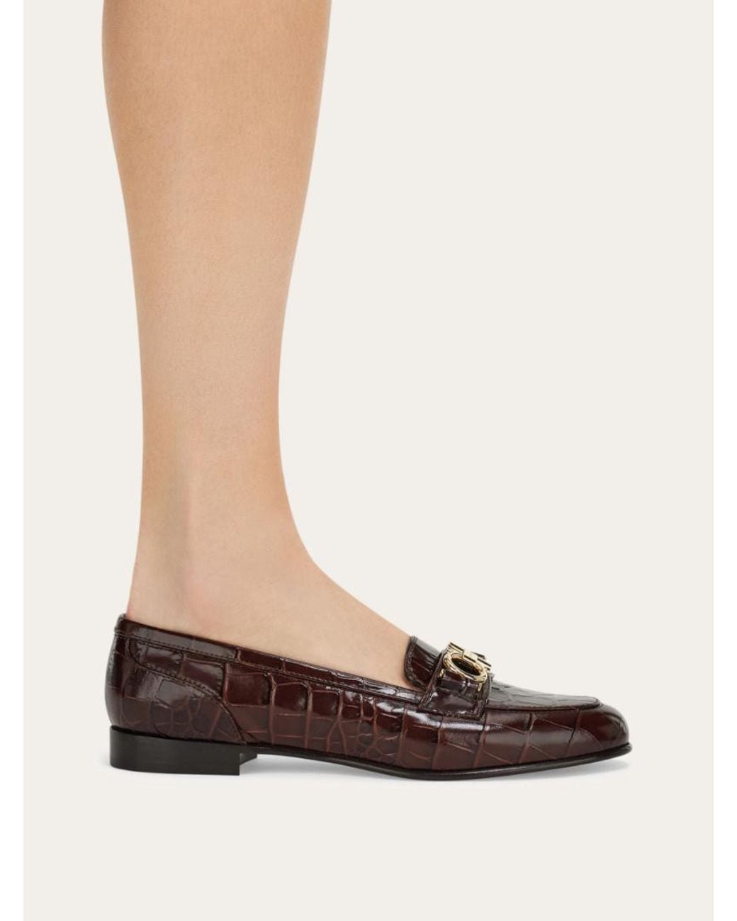 Ferragamo Brown Round-Toe Moccasins