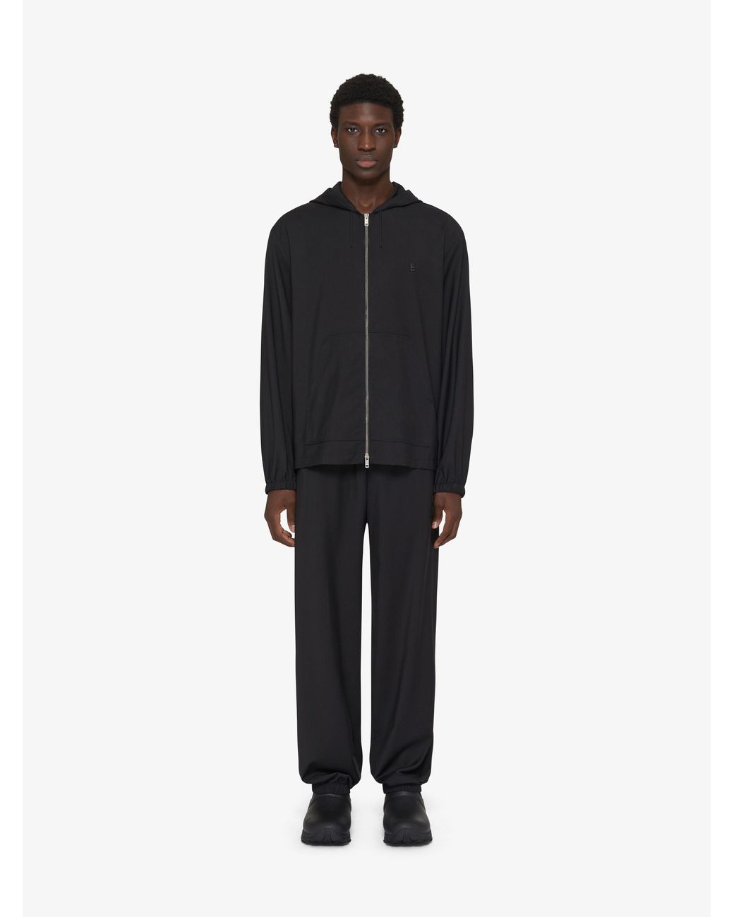 Givenchy Black 4G Plaque Zip-Up Hoodie for men