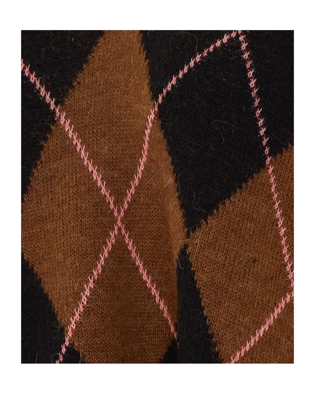 Aniye By Brown Rebby Argyle V-Neck Knitted Sweater
