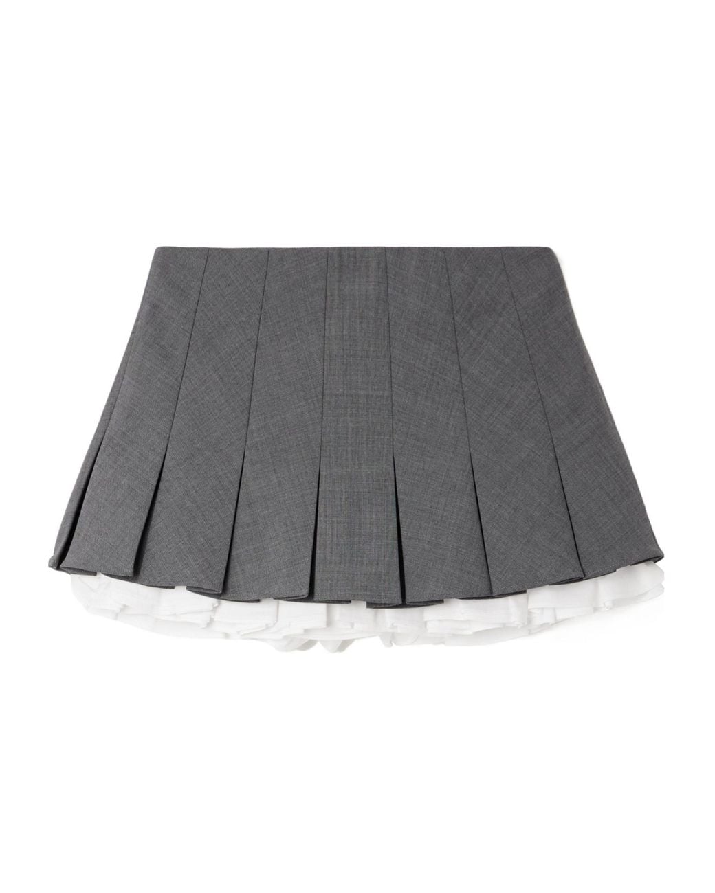 ShuShu/Tong Gray Layered Pleated Grain De Poudre Mini Skirt