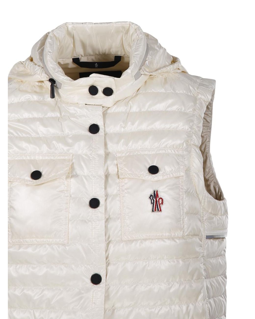 Moncler White Grenoble Logo Patch Padded Gilet