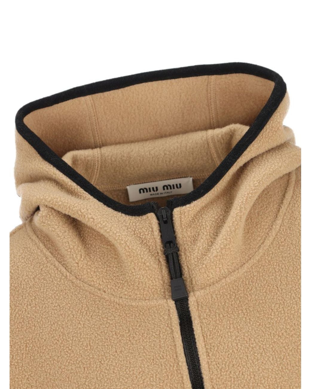 Miu Miu Natural Cotton Fleece Zipper Hoodie