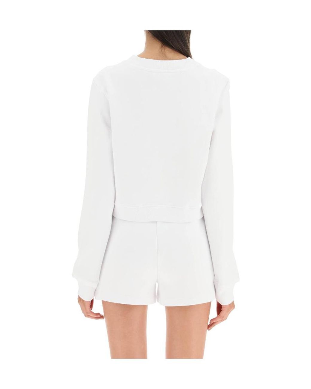 Moschino White Logo-Print Cotton Sweatshirt