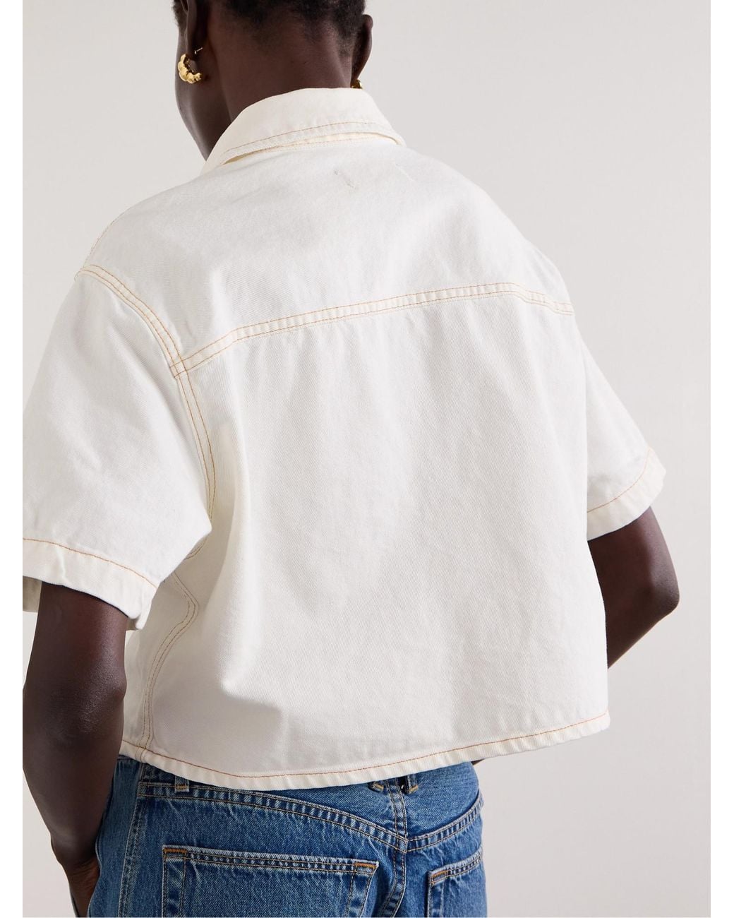 SLVRLAKE Denim White Textured Denim Shirt
