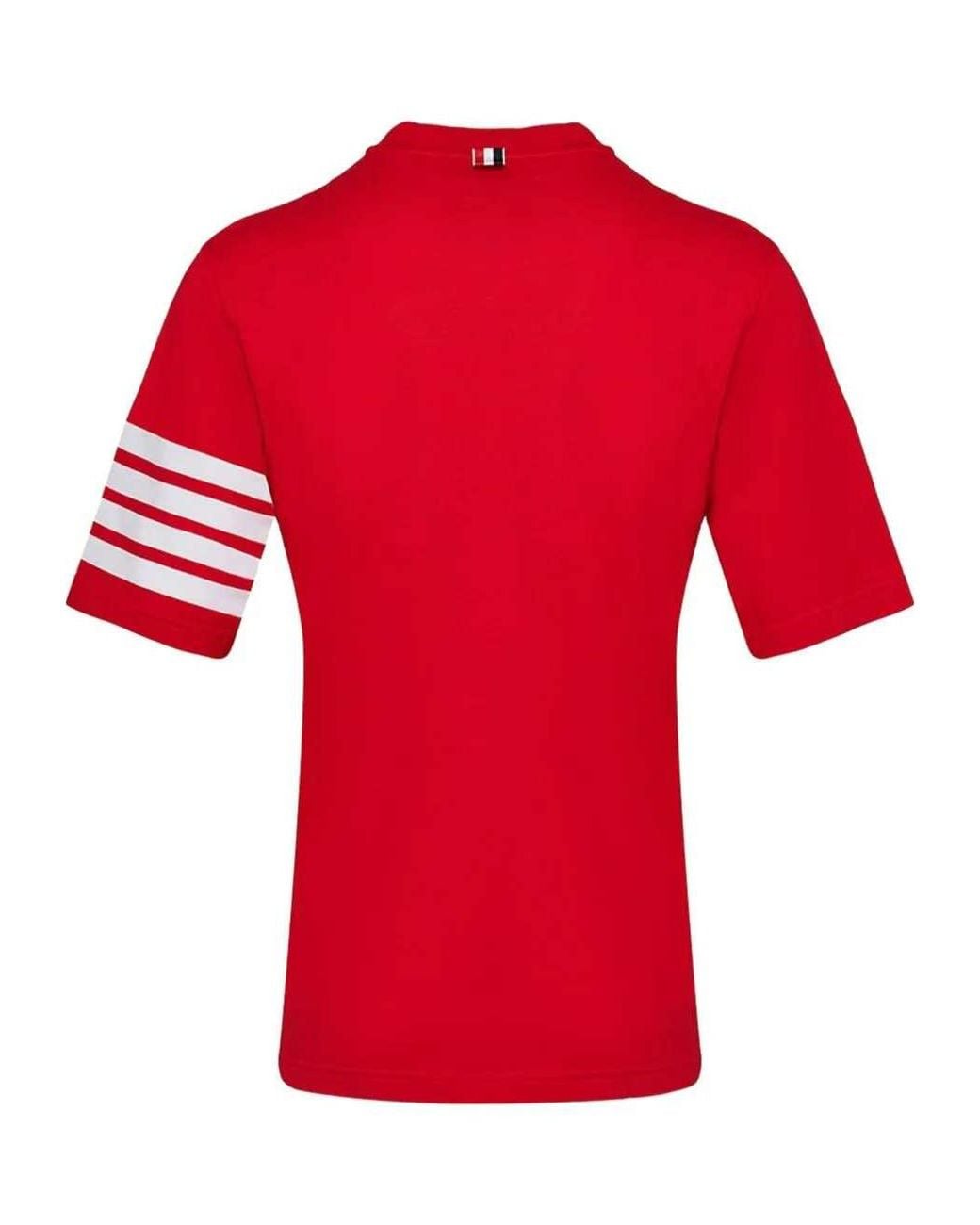 Thom Browne Red Jersey 4-Bar Short Sleeve T-Shirt for men