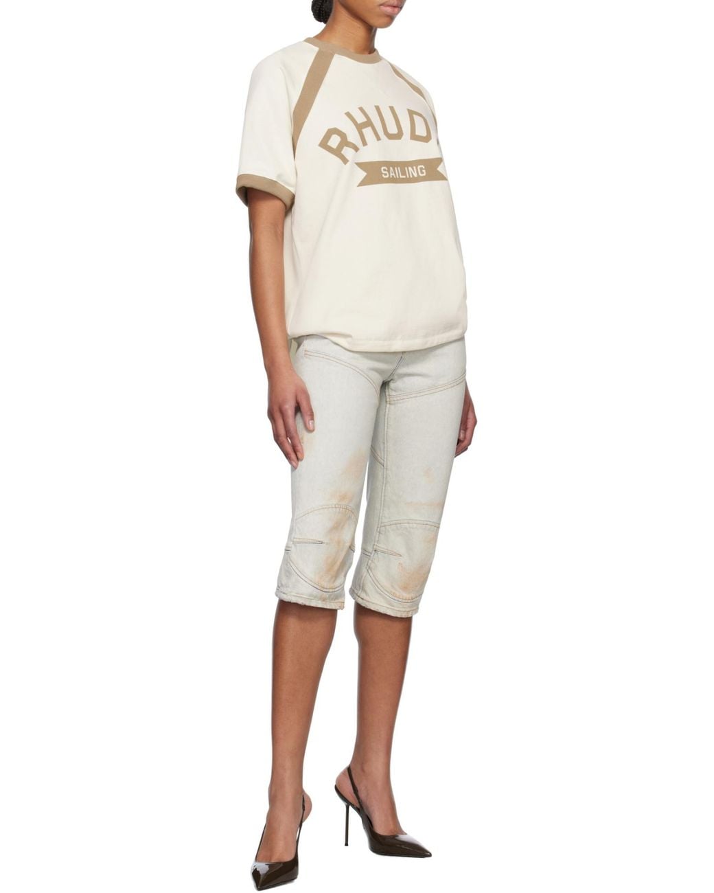 Rhude White Round Neck Short Sleeve T-Shirt