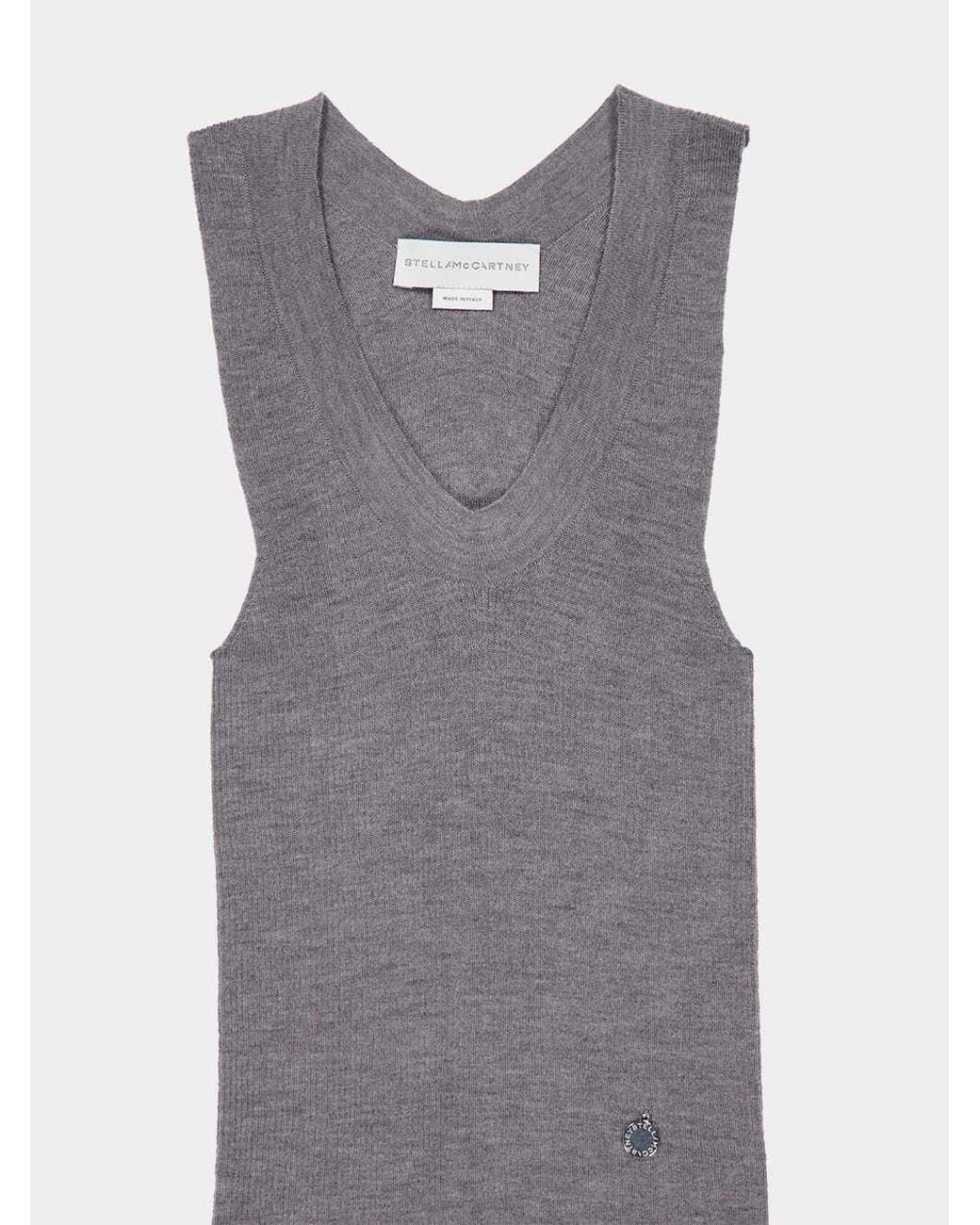 Stella McCartney Gray Sleeveless Asymmetric Top