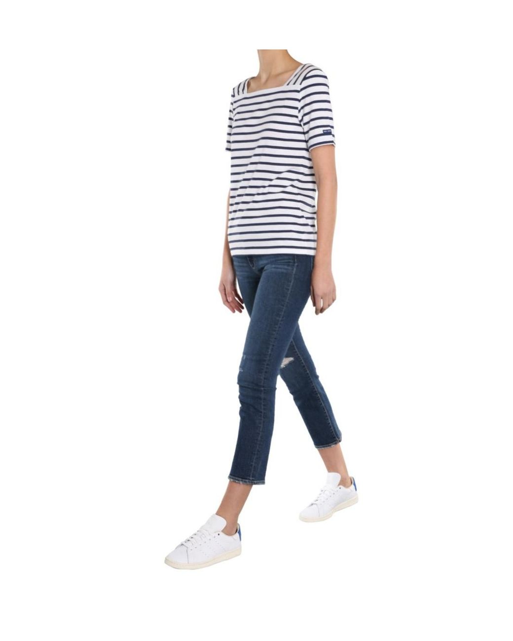Saint James Blue Striped Graphic T-Shirt