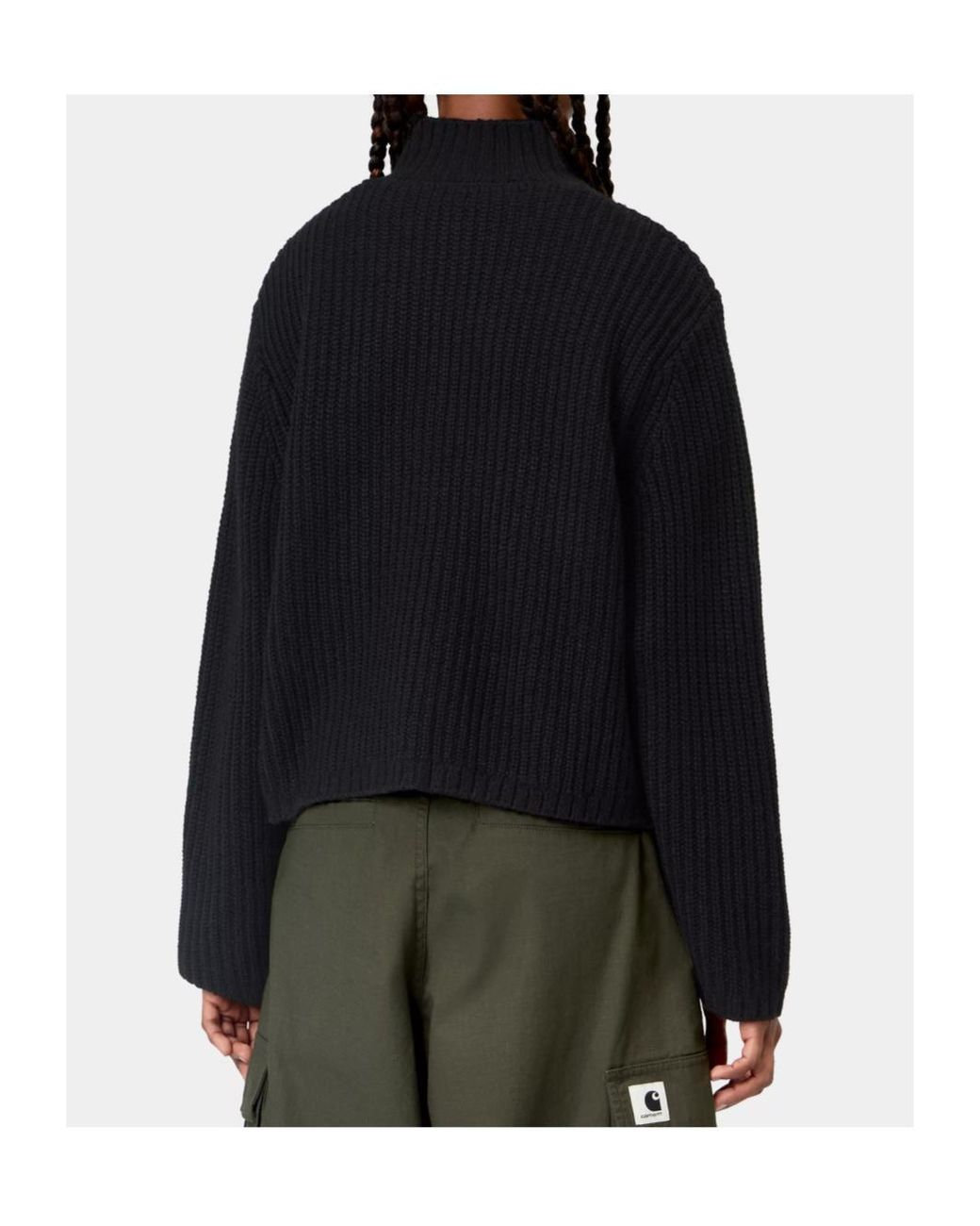 Carhartt Black W' Detroit Half-Zip Ribbed Knit Sweater