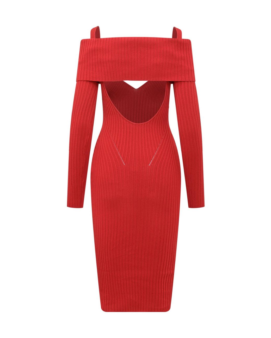 ANDREADAMO Red Off-Shoulder Knit Dress