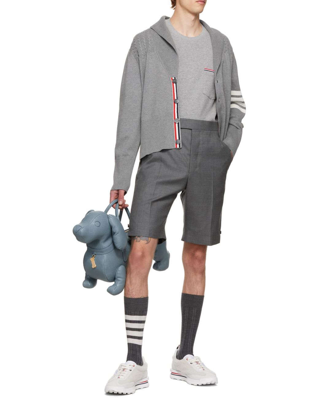 Thom Browne Gray Crewneck Short-Sleeved T-Shirt for men