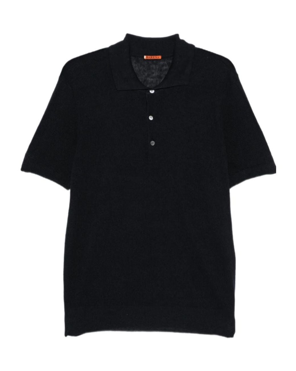 Barena Black Button Knitted Polo Shirt for men