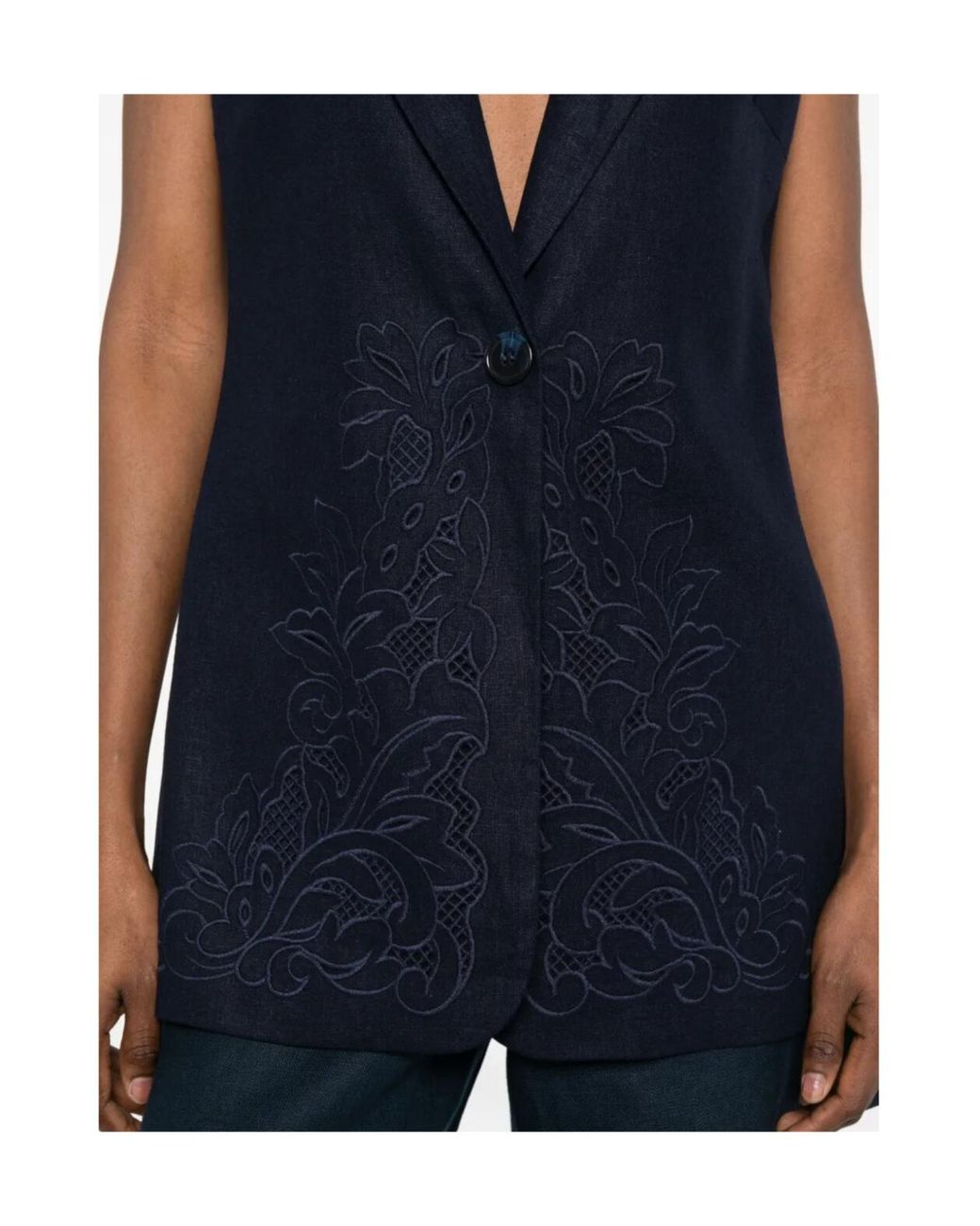 Twinset Blue Floral Sleeveless Jacket