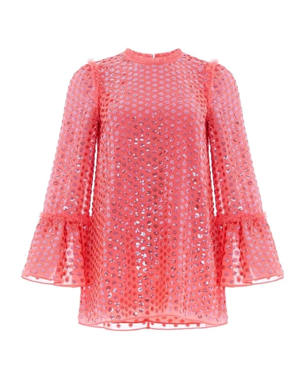 Needle & Thread Red Raindrop Gloss Tunic