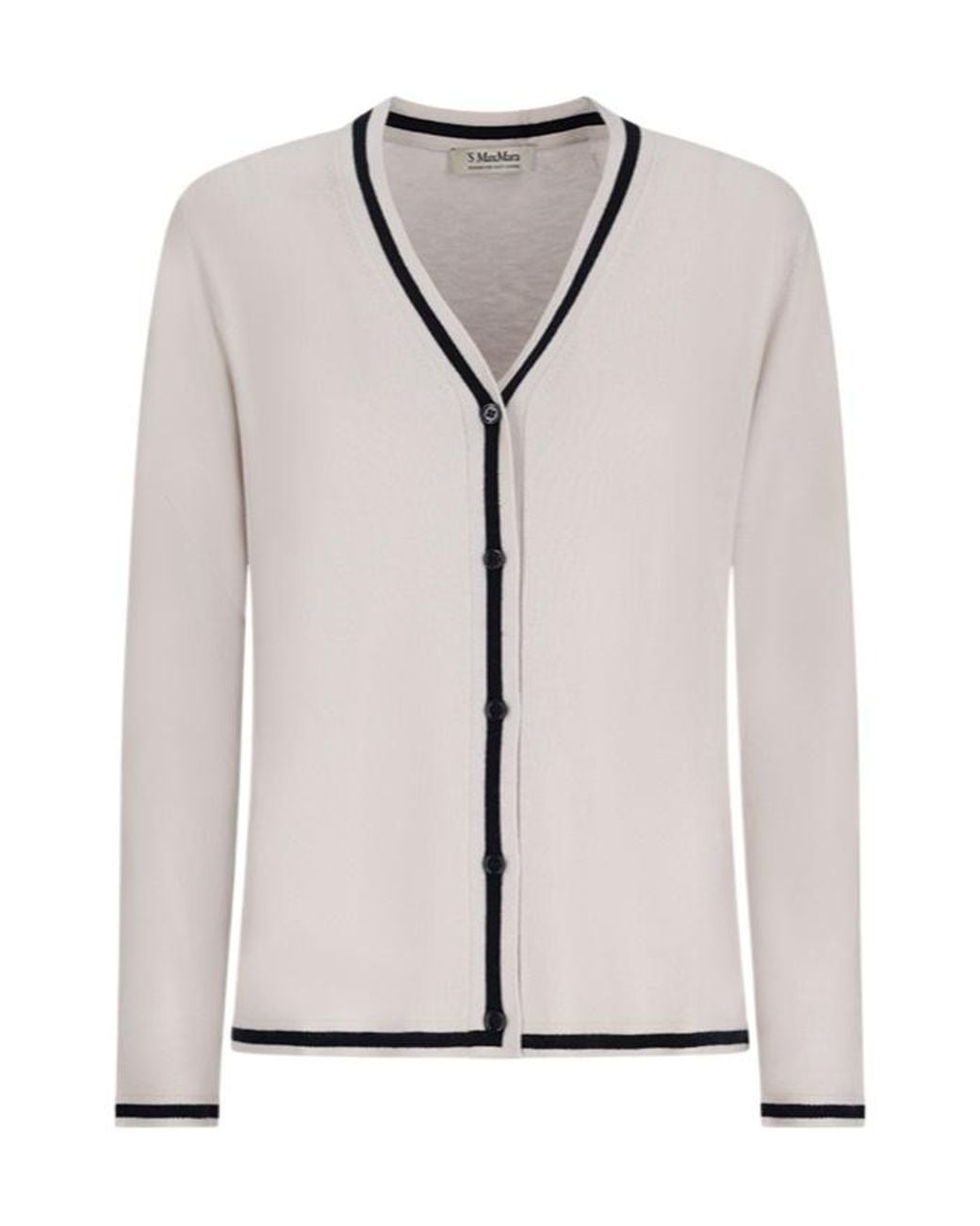 Max Mara Gray 'S Contrast Trim V-Neck Cardigan