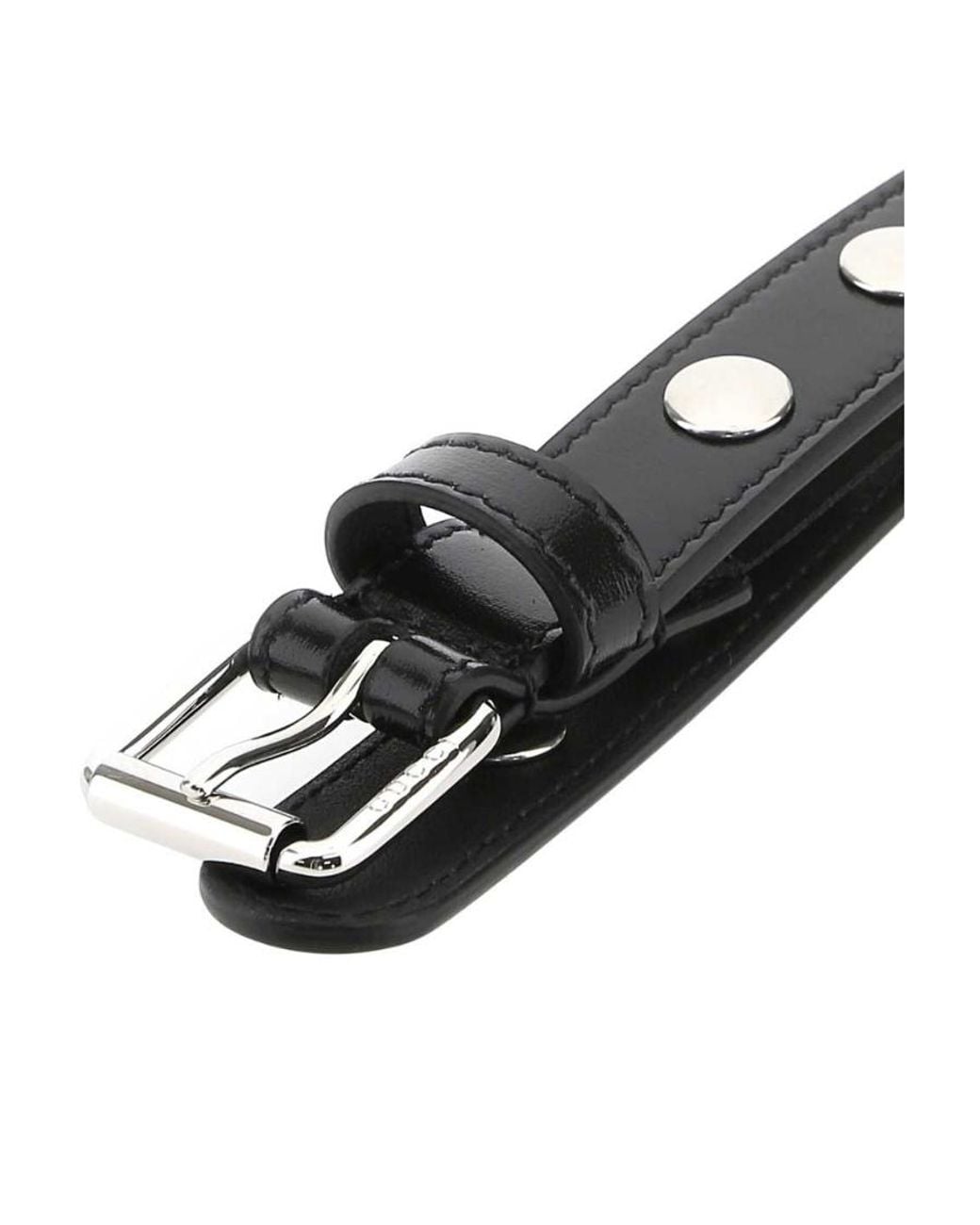Gucci White Stud-Detailed Buckle Belt