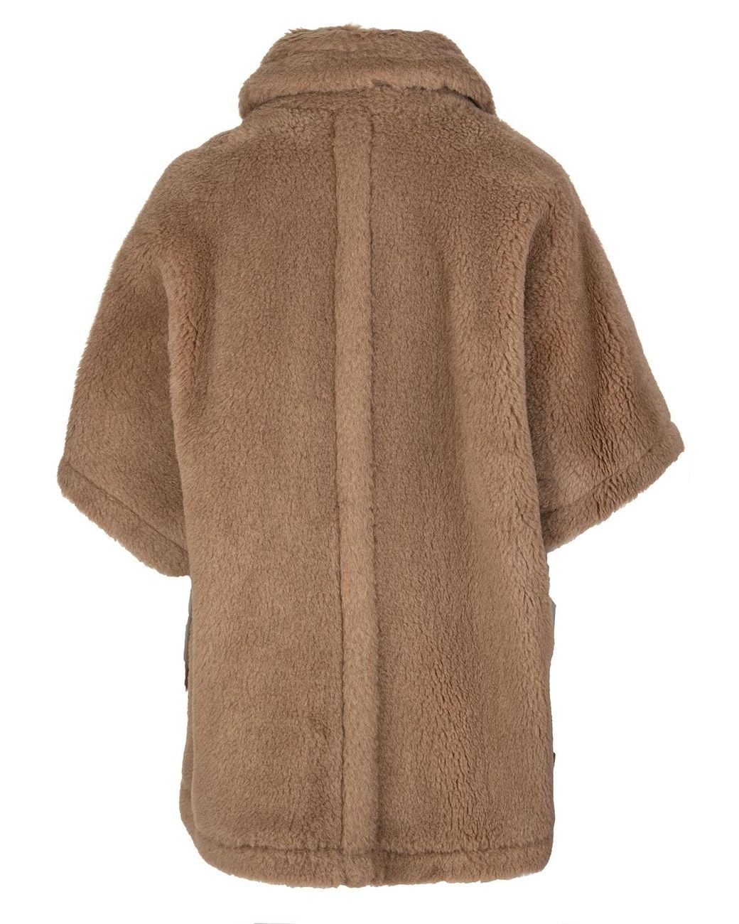 Max Mara Brown Teddy-Fabric Oversized-Collar Cape