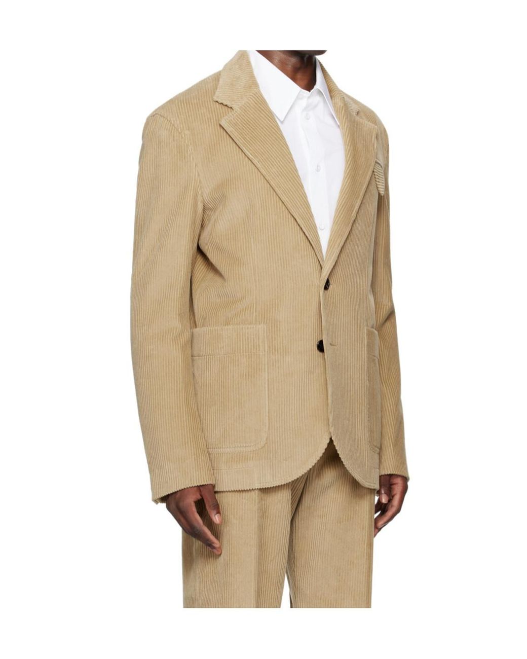 Bottega Veneta Natural Single Breasted Corduroy Jacket for men
