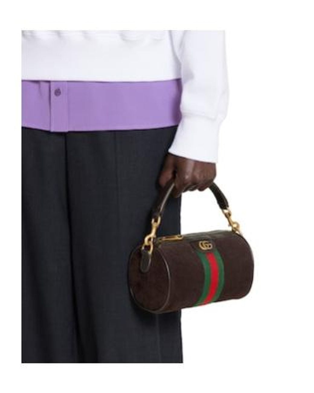 Gucci Brown Ophidia Cylinder Mini Top Handle Bag