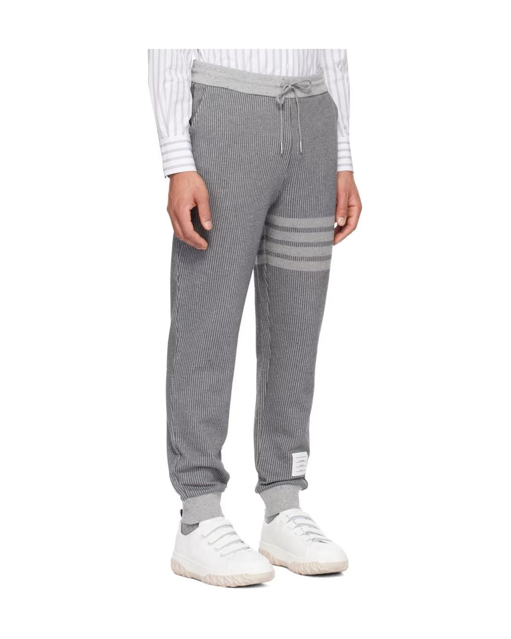 Thom Browne Gray Drawstring Knitted Track Pants for men