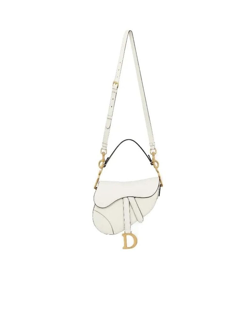 Dior White Mini Saddlebag With Strap