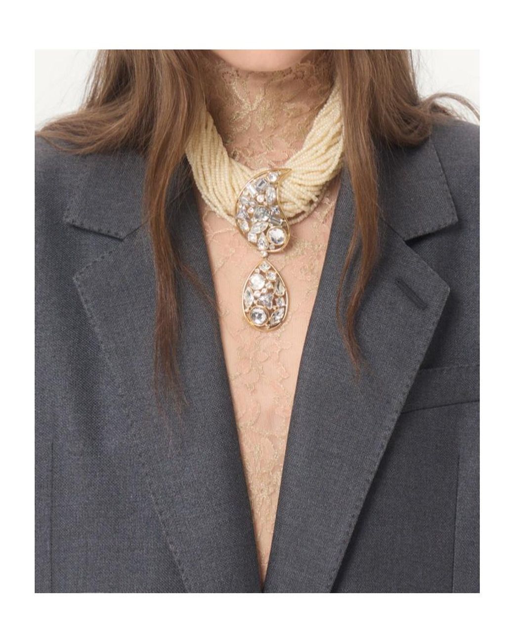 Valentino Gray Long-Sleeve Blazer
