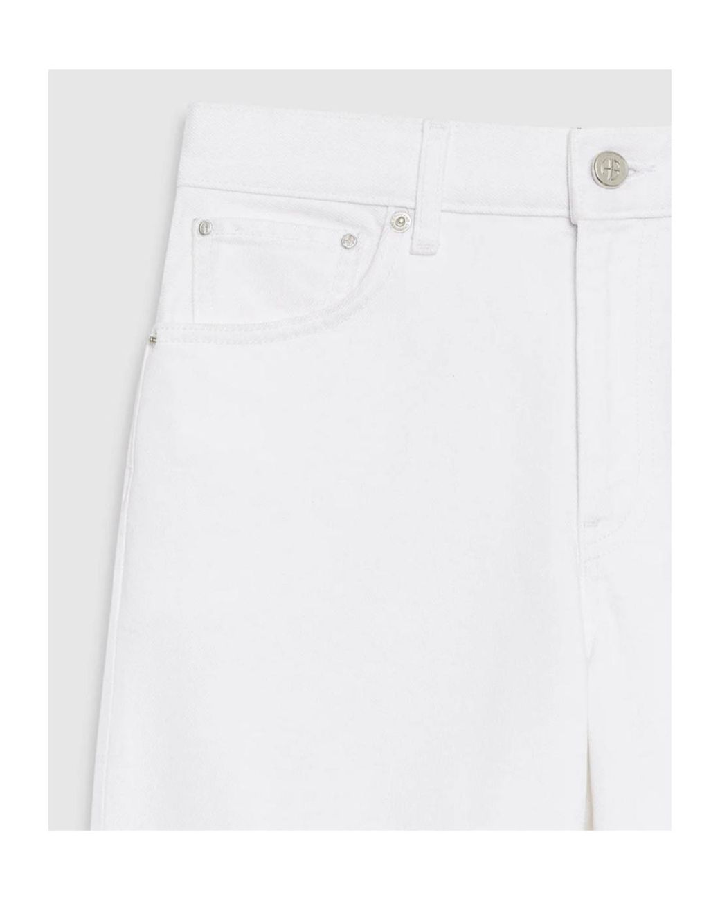 Anine Bing White Wyatt Raw-Cut Denim Jeans