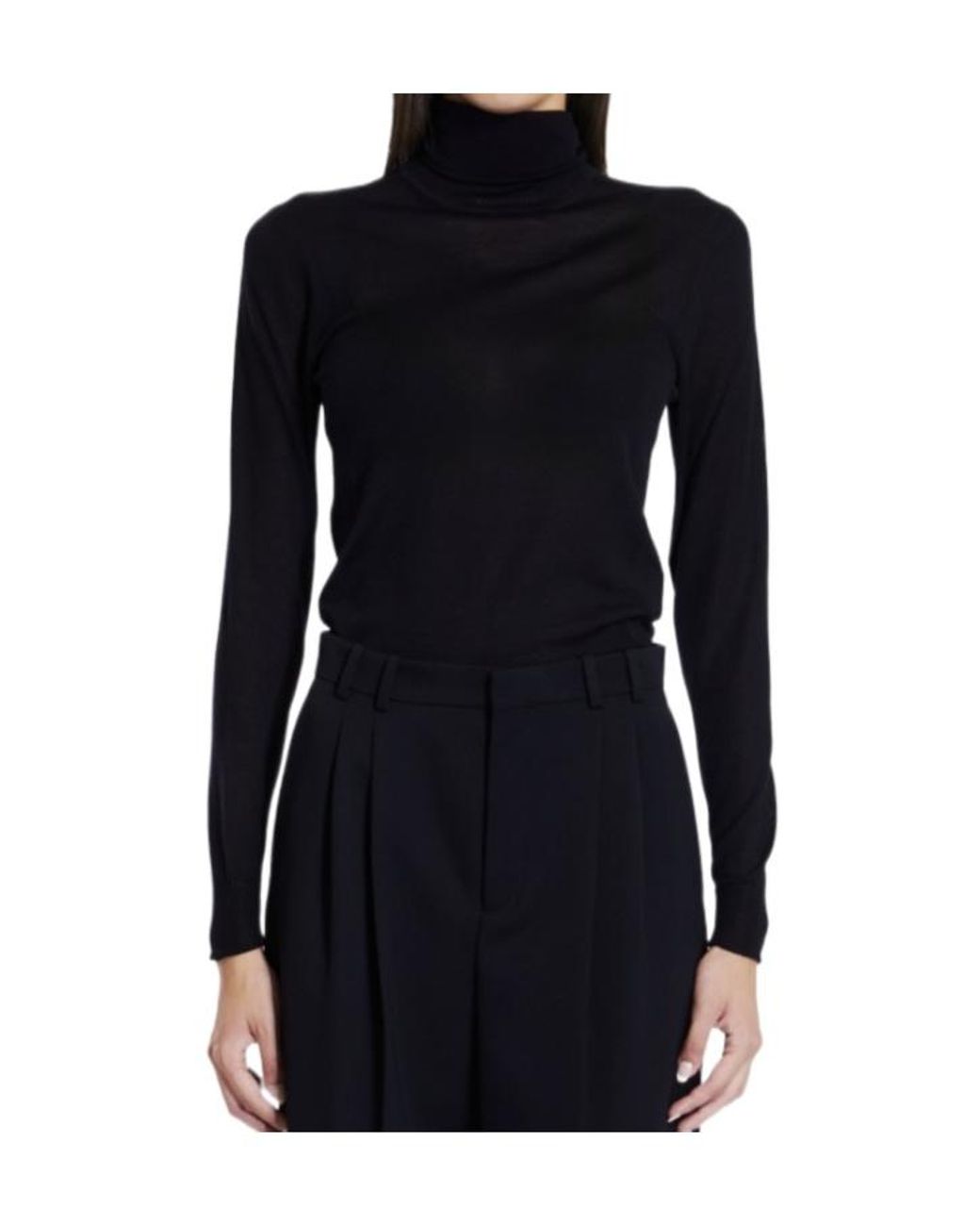 Saint Laurent Black Cassandre Turtleneck Long-Sleeved Jumper