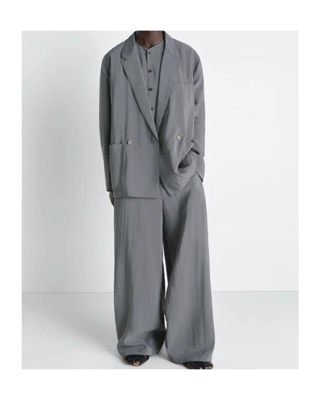 Lemaire Gray Double-Breasted Long-Sleeved Jacket for men