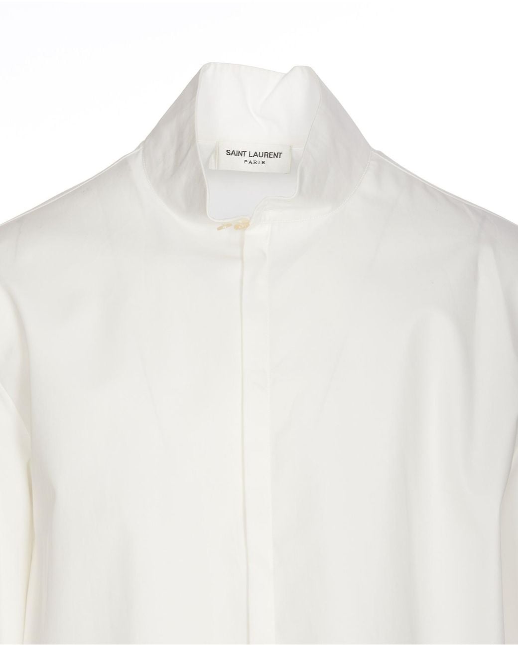 Saint Laurent White Button Detailed Long-Sleeved Shirt for men