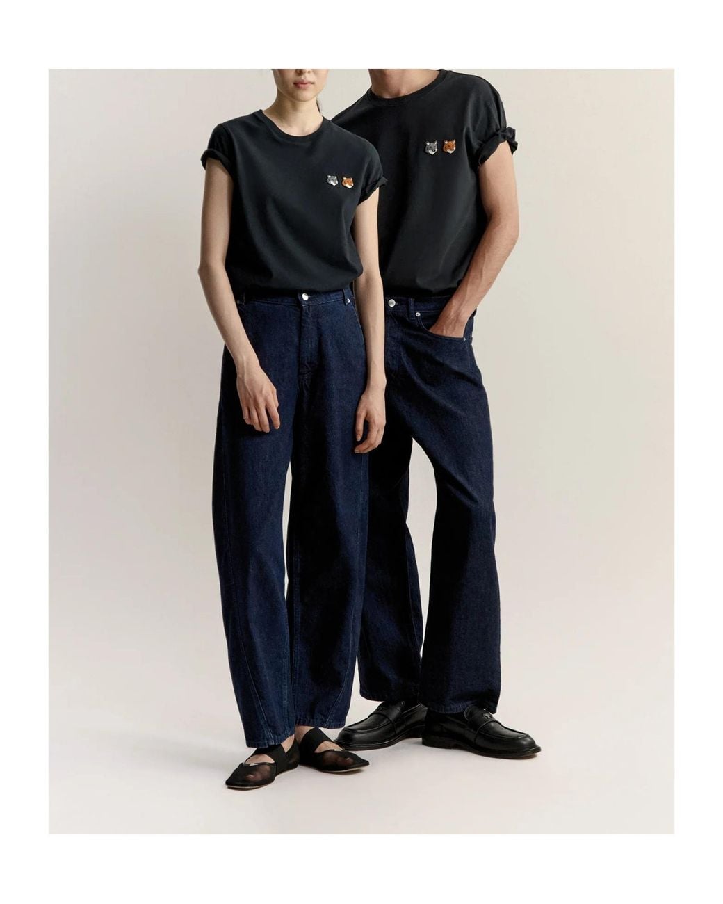 Maison Kitsuné Black Double Fox Head Regular Tee-Shirt