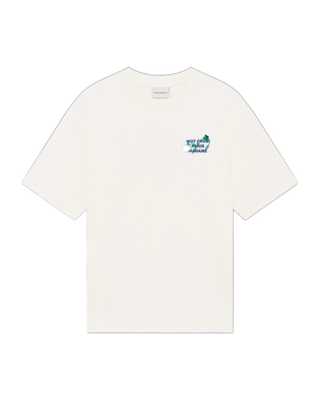 Drole de Monsieur White Vine Embroidered Slogan T-Shirt for men