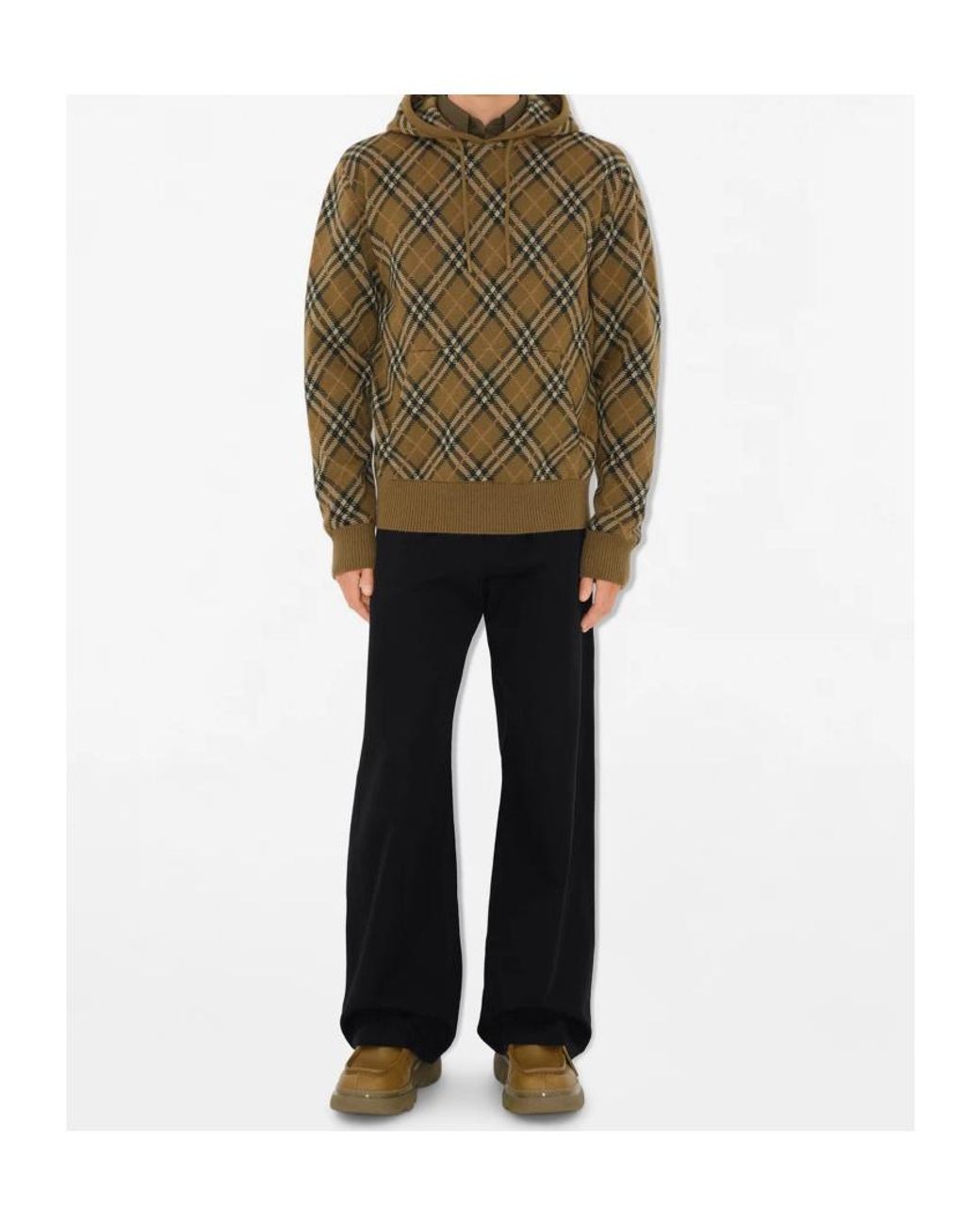 Burberry Green Wool Hoodie for men