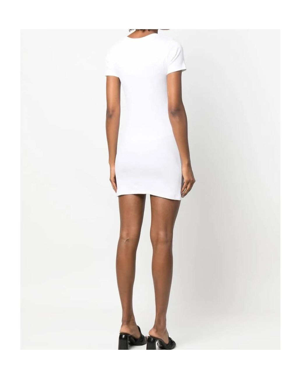 MARINE SERRE White Ribbed T-Shirt Dress