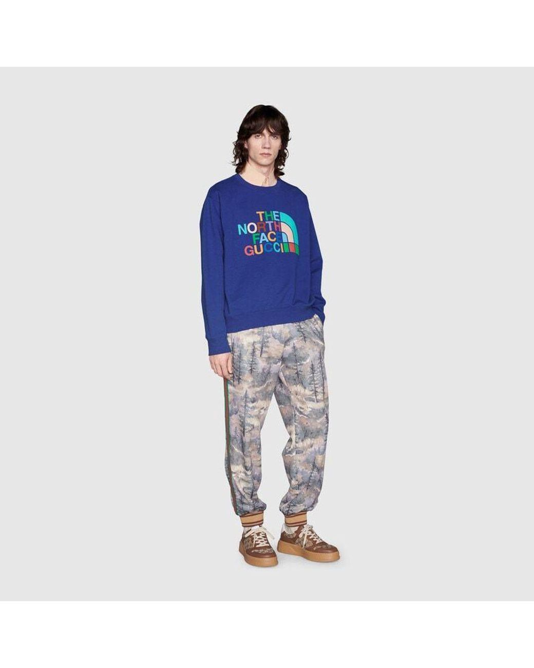 Gucci Blue Long-Sleeved The North Face X Joint Name Sweater for men