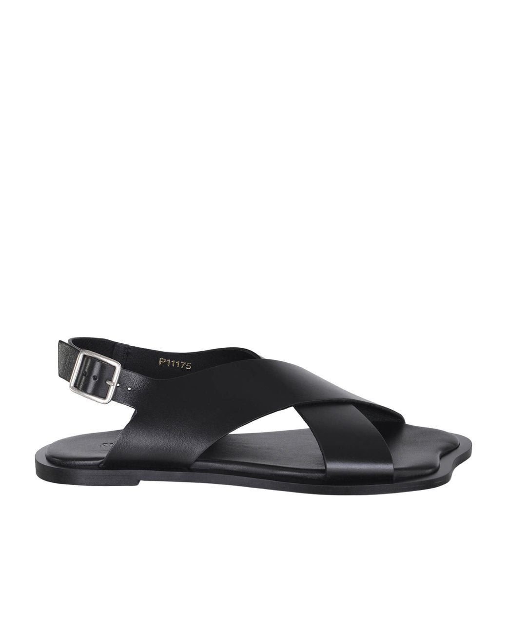 Alohas Black Cross-Strap Flat Sandals