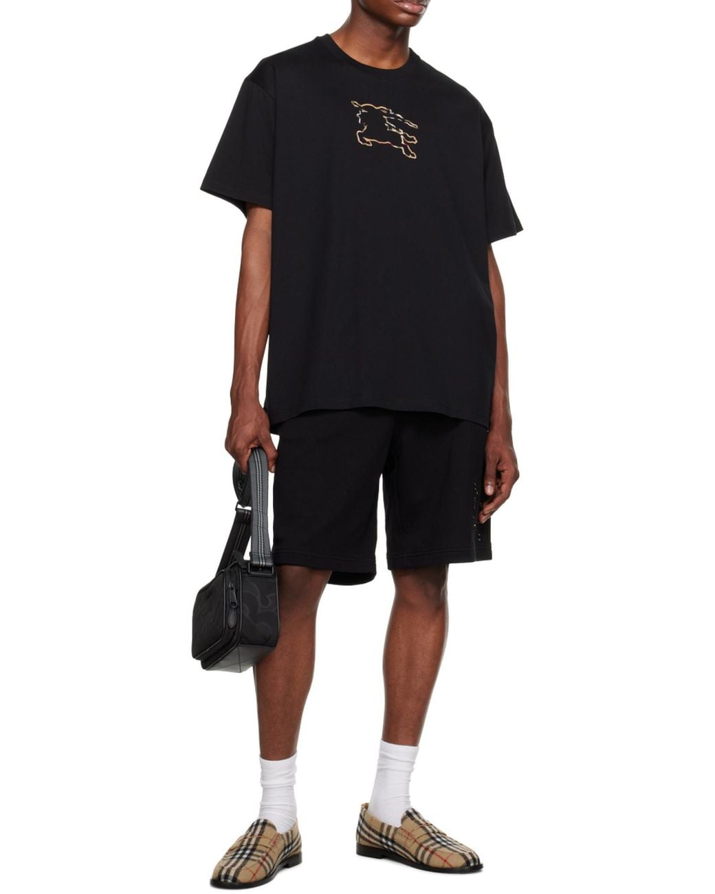 Burberry Black Ekd Printed Crewneck T-Shirt for men
