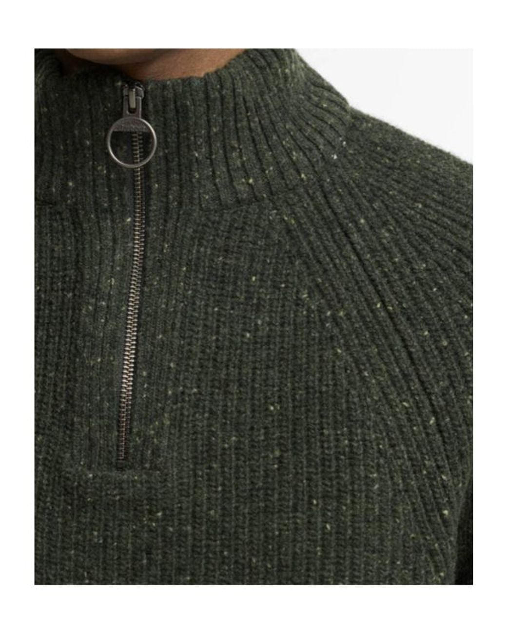 Barbour Green Essentials Fleck Wool Half-Zip Pullover for men