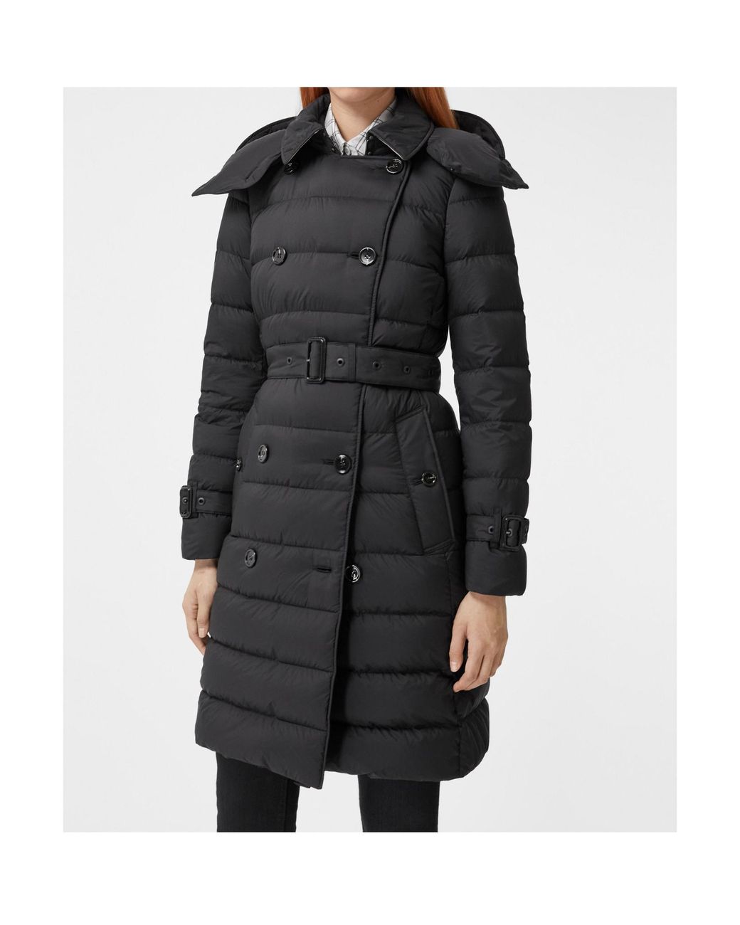 Burberry Black Detachable-Hooded Belted Down Coat