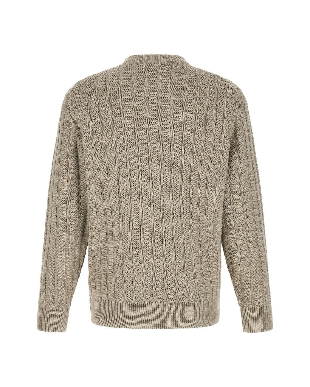 Boss Gray Textured Cotton Knitted Sweater for men