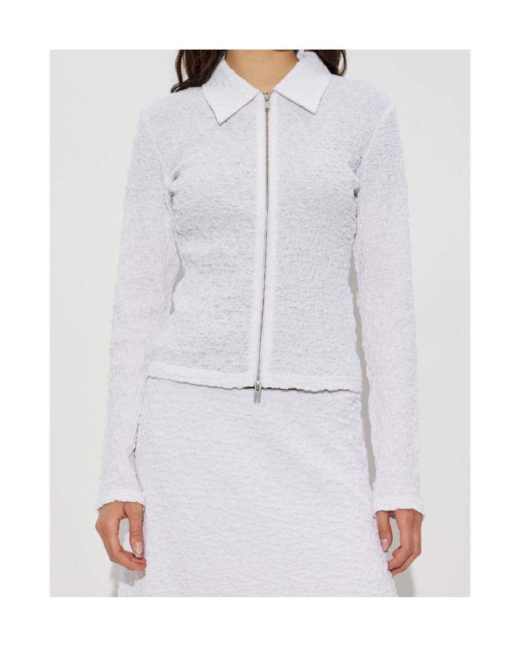 Samsøe & Samsøe White Samsøe Samsøe Sadaisy Textured Zip Cardigan