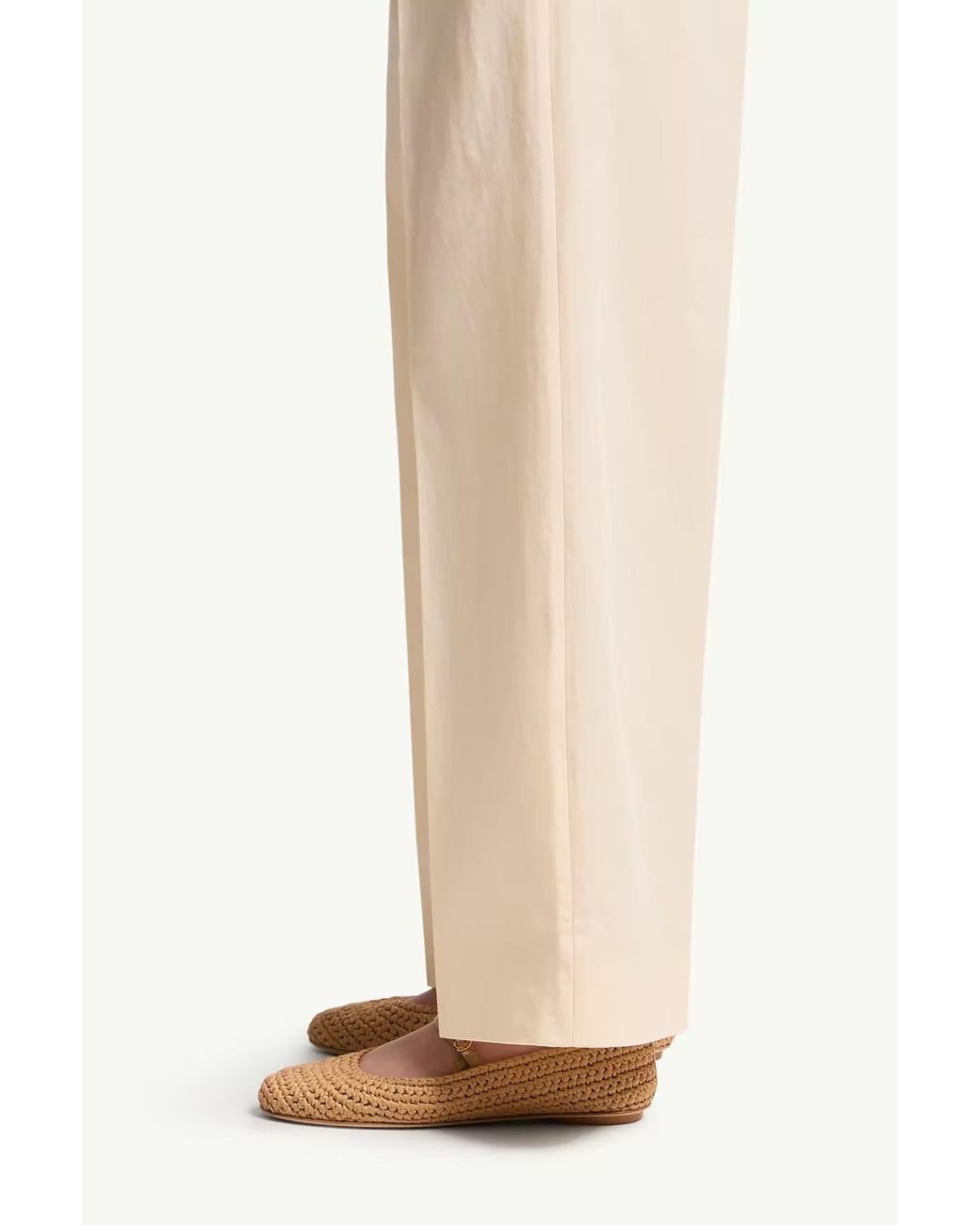 Moncler White Gabardine Wide-Leg Tailored Trousers