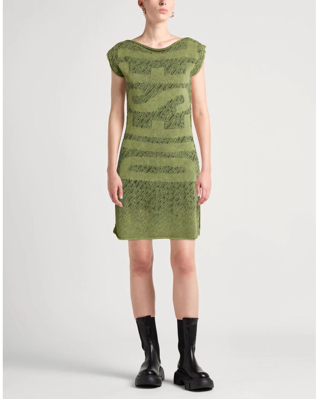 DIESEL Green Solid-Colored Loose Dress