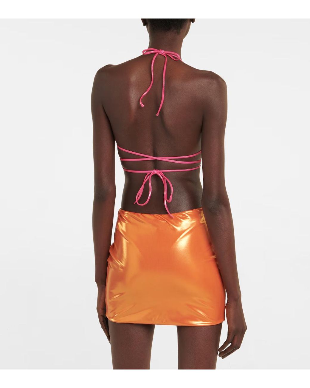 Alessandra Rich Orange Metallic Mini Skirt