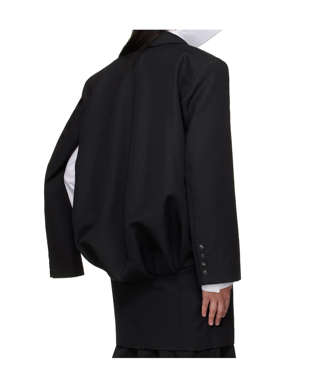 Egonlab Black Curved Vent Single-Breasted Wool Suit Jacket for men