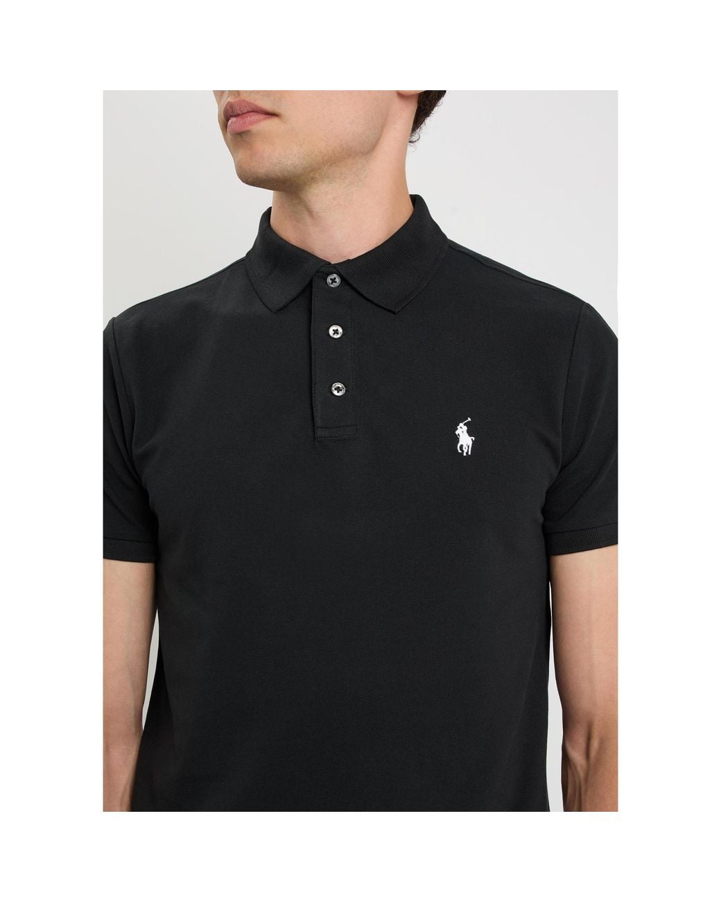 Polo Ralph Lauren Black Short-Sleeve Cotton Slim-Fit Polo Shirt for men