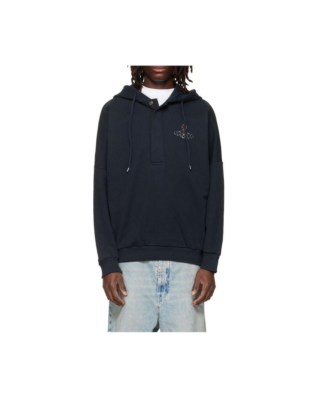 Vivienne Westwood Blue Batwing Logo Hoodie for men