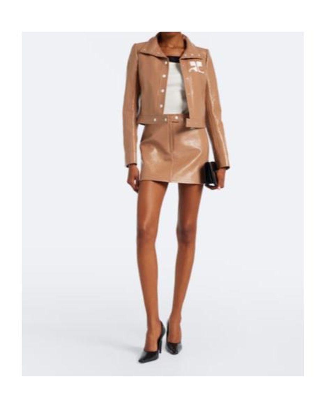 Courreges Brown Reedition Vinyl Miniskirt